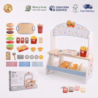 Ensemble de nourriture en bois personnalisé avec logo pour enfants, jouet éducatif Montessori pour faire des burgers, des frites, des sandwichs et des petits-déjeuners