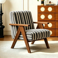 Fauteuil simple de style français du milieu du siècle pour salon ou balcon, en bois massif, chaise décontractée vintage, canapé individuel de style paresseux pour maison d'hôtes