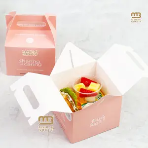 Kotak pembungkus Sandwich Makanan penutup roti makanan penutup kotak Sushi papan kertas persegi panjang Sandwich, kotak kertas kemasan roti lapis