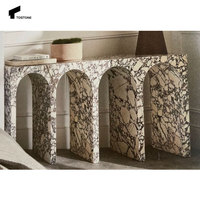 Table console d'entrée en marbre Calacatta Viola naturel Tostone, meubles d'intérieur pour entrée, salon, maison, villa, décoration