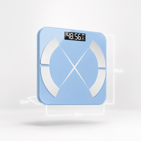 Báscula Inteligente Bluetooth para Grasa Corporal, con Pantalla LCD de Vidrio Templado Azul Claro, para el Hogar, Baño, Fitness, Control de Peso, Artículo Profesional