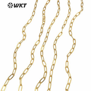 WT-BC152 WKT vendite CALDE 18k oro reale placcato sfaccettato della catena a maglia per la collana delle donne di disegno dei monili di modo FAI DA TE in ottone catena a maglia - Product Image 6