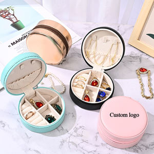 Custom Logo Small Velvet Eco-friendly <b>Jewelry</b> <b>Boxes</b> Zipper Closure Plush Fabric <b>Organizer</b> for Women Earrings Necklaces - Product Image 2