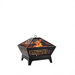 Modern Outdoor Fire Pit with Spark Screen Freestanding Iron <b>Wood</b> <b>Burning</b> <b>Garden</b> Fireplace - Product Image 6