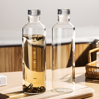 Portable réutilisable 500ml 1000ml Transparent logo personnalisé tasse à boire marqueur de temps bouteille d'eau en verre verres de qualité supérieure