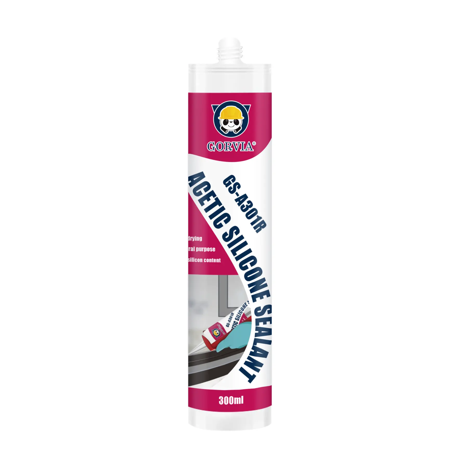 Cartucho de 280ml y 300ml, sellador de silicona acético de uso general para construcción de vidrio de aluminio