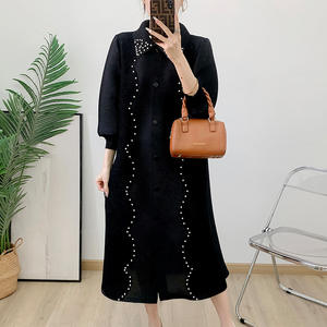 clothing manufacturers Hot sale design pleated dress women beaded fashion plus size <b>cardigan</b> <b>ladies</b> elegant dresses - Product Image 3
