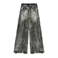 Jeans Selvedge Rock Revival de Alta Calidad para Hombre, Pantalones Vaqueros Personalizados, Estilo Hip Hop, Sueltos, Sólidos, Lavados con Piedras, de Pierna Ancha y Cintura Alta