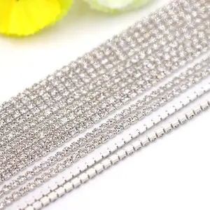 Yantuo Wholesale 2mm 3mm 4mm Colorful Base Color Rhinestone Cup Chain Glass Rhinestone Chain Used For Decoration