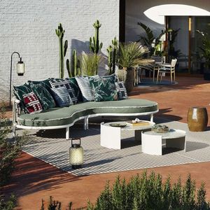 أثاث حدائق بإطار من الألومنيوم مع نسيج حبال، طقم أريكة للشرفة، أريكة فاخرة للباحة، أريكة خارجية منحنية - Product Image 1