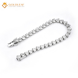 Goldleafgem Custom 14K Solid <b>White</b> Gold IGI Certified Lab Grown Diamond Tennis Link <b>Bracelet</b> Luxury Fine Jewelry Gift for Women - Product Image 3