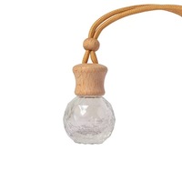 Diffuseur de parfum pour voiture, flacon en verre de 11 ml, vide, avec couvercle en bois, forme sphérique de diamant, portable, à suspendre, luxe