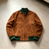 Blouson Bomber Homme Léger Marron en Faux Daim Style Vintage Tendance Urbaine Hiver Décontracté Veste d'extérieur en Daim
