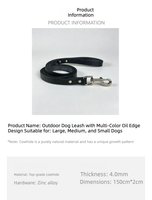 Tali Anjing Kulit Sapi Asli Premium Multi Warna, Buatan Tangan, Lembut, dengan Pinggiran Halus Berlapis Minyak untuk Pemilik Butik OEM