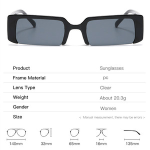 Lunettes de soleil carrées vintage noires à petite monture personnalisables avec logo 2026, protection UV400, demi-monture rectangulaire pour hommes et femmes - Product Image 6