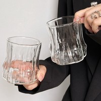 Produits en gros : Tasse à café en verre borosilicate de haute qualité, résistante à la chaleur, faite à la main, en forme d'écorce, mignonne, 300 ml (10 oz)