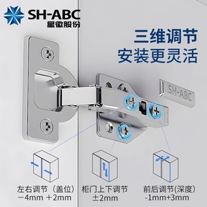 Bisagra para Puerta de Armario Sh-Abc F09, 2.5 mm, Hierro, Cierre Suave, Diseño Moderno de Superficie Completa para Muebles de Guardarropa - Product Image 4