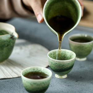 First Class Clay Kiln Fired Ceramic Hand-painted Color Glaze Moss on the Green Kung Fu <b>Tea</b> <b>Set</b> - Product Image 5