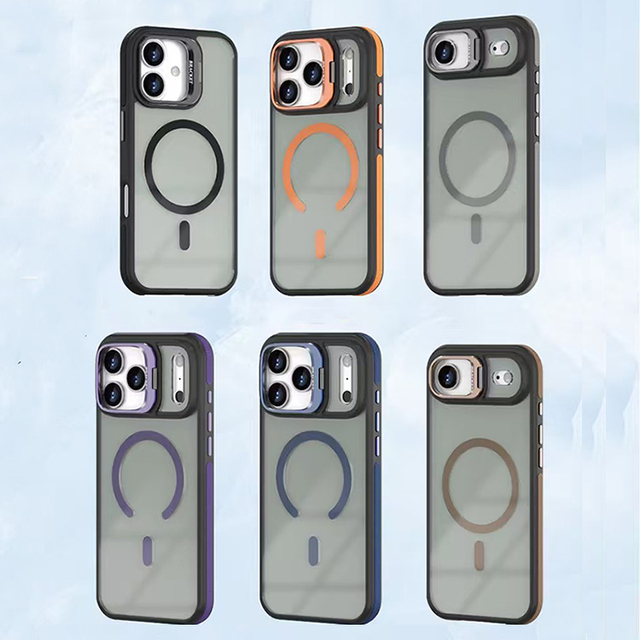 MOQ 50 Eco-friendly Clear Magnetic Case Kickstand Wireless Charging for 17/Pro/Pro Max/Air TPU+PC Shockproof Glitter