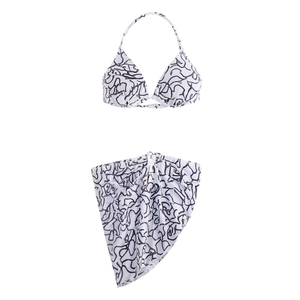 Set da bagno estivo da donna Buonic, bikini con gonna sarong, taglia 40-48, set tre pezzi per la spiaggia - Product Image 2