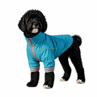 Veste coupe-vent pour chien, col cheminée, fermeture éclair sur le devant, résistante à l'eau, coupe-vent, légère, avec poignets rayés pour chiens de taille moyenne à grande