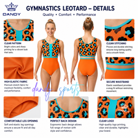 Justaucorps de gymnastique noir sans manches pour femme, avec logo brodé en strass dégradé personnalisé, extensible, pour la compétition et l'entraînement