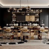 Lustre moderne de luxe en laiton en forme de branche d'arbre, globe en verre transparent, lampe suspendue linéaire personnalisée pour table à manger, salon, hall d'hôtel