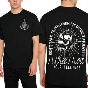 T-shirt surdimensionné pour homme |   Haut streetwear avec motif crâne fondu humoristique « Don't Talk to Me When » en coton doux - Product Image 2
