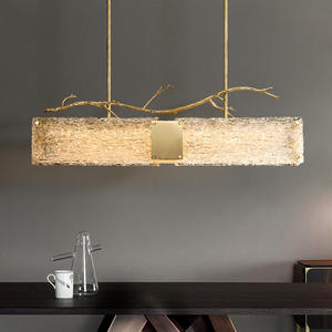 Luminaire suspendu rectangulaire de luxe tout en cuivre, nouveau style chinois, pour table à manger, salle de thé zen, restaurant, artisanal, nouveau style chinois - Product Image 2