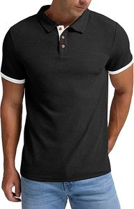 Chemises de golf pour hommes Polos décontractés à manches courtes en tricot gaufré pour hommes Polos actifs pour hommes - Product Image 4
