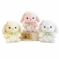 Robe en mousseline rose, poupée lapin en peluche, jouet lapin blanc mignon en forme de nœud, cadeau d'anniversaire pour filles