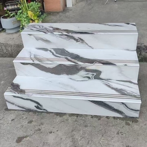 Azulejos de Escalera de Lujo de 1200x470 mm, Nuevo Diseño en Negro Dorado Oscuro con Líneas Doradas para Escaleras de Villas y Hoteles - Product Image 5