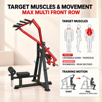 Machine à pulldown dorsal à charge libre avec poignées multi-grip, équipement de gym commercial pour l'entraînement de la force du dos