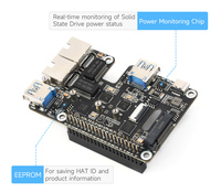 Waveshare PCIe KE M.2 USB ETH HAT+-SKU-31454, PCIe Ke USB 3.2 Gen1 / 2.5G ETH / Adaptor M.2 NVMe Untuk Raspberr
