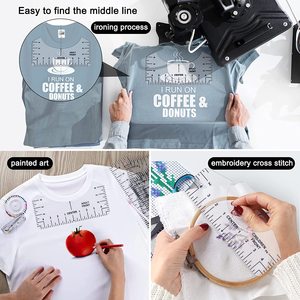 12 Chiếc Thước Đo Áo Thun Hướng Dẫn Căn Chỉnh Vinyl, Thước PVC Trong Suốt Cho Trẻ Em Thanh Niên Người Lớn, Đo Trước Và Sau - Product Image 2