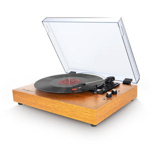 Tourne-disque vinyle rétro avec haut-parleur Bluetooth intégré, système audio HiFi, couvercle anti-poussière en acrylique, plateau en <span class=keywords><strong>bois</strong></span> pour la décoration de la maison - Product Image 5
