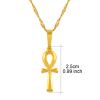 Collar con Colgante de Cruz Anj Egipcia de 2.5cm para Mujer, Color Dorado/Plateado, Amuletos Africanos, Joyería con Hieroglifos Egipcios # 057006