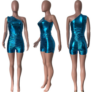 <span class=keywords><strong>Mono</strong></span> corto sin mangas para mujer, peto Sexy de una pieza para Club nocturno, ropa metálica para mujer 2023 - Product Image 5