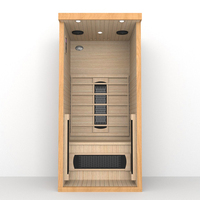 Cabine de sauna infrarouge lointain individuelle en bois de pruche pour intérieur, thérapie par chaleur sèche, spa à domicile, détox
