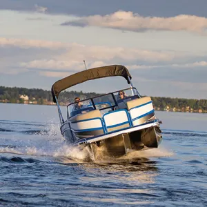 Nuovo parco divertimenti catamarano pontone in alluminio barca 15 barche da pesca alluminio 20 piedi aperto in alluminio passeggeri catamarano in vendita