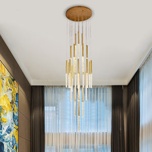 Lampu JC Tangga Kristal Emas, Lampu Gantung Kristal, Lampu Banister Kontemporer, Liontin Tinggi Dapat Disesuaikan dengan Gelembung Di Dalam - Product Image 3