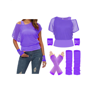 Top <span class=keywords><strong>de</strong></span> Rejilla <span class=keywords><strong>de</strong></span> <span class=keywords><strong>los</strong></span> <span class=keywords><strong>80</strong></span>, Disfraces <span class=keywords><strong>de</strong></span> <span class=keywords><strong>los</strong></span> <span class=keywords><strong>80</strong></span>, Camiseta <span class=keywords><strong>de</strong></span> Rejilla con Hombros Descubiertos, Accesorios <span class=keywords><strong>de</strong></span> Fiesta Temática Retro, Cosplay - Product Image 4