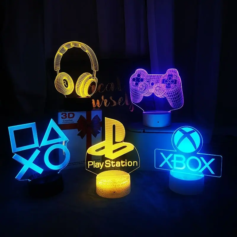 Lampu Desktop ruang permainan 3d kustom lampu malam dekorasi ruang Game lampu malam ikon permainan LED 30 akrilik ramah lingkungan 80