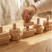 Juego de Aprendizaje de Formas 3 en 1 Montessori para Bebés, Juguetes de Enhebrado para Niños, Juguetes Educativos de Tornillos y Tuercas para Niños, Juguete de Madera