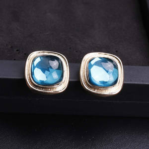 2 pz classico blu perla di <span class=keywords><strong>cristallo</strong></span> orecchini esagerati gioielli Vintage splendido palazzo pendenti clip orecchio per la festa delle donne - Product Image 2