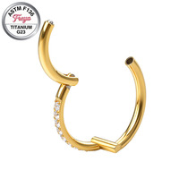 Anneaux en titane G23 de créateur, anneaux clicker à charnière en zircon cubique pour septum, boucles d'oreilles pour cartilage, hélix, rook, tragus, daith, bijoux de piercing