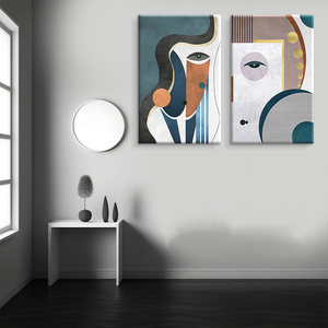 Hiện đại trừu tượng hình sơn chia mặt hình học vải in Áp phích tường nghệ thuật cho phòng khách trang trí nội thất - Product Image 2