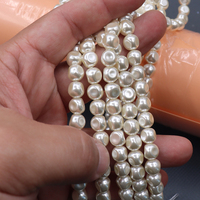Perlas de Vidrio Barrocas al por Mayor, Perlas de Imitación con Orificio Vertical Completo en Forma de Patata Plana para la Fabricación de Joyas