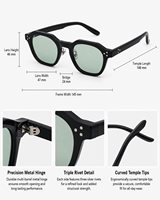 Lunettes de soleil géométriques noires en acétate, protection UV400, unisexe, style rétro carré, verres verts, vente en gros usine OEM/ODM