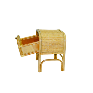 Table de chevet R017, alliant rotin naturel et contreplaqué pour un charme bohème et rustique côtier, dotée d'un tiroir spacieux - Product Image 3